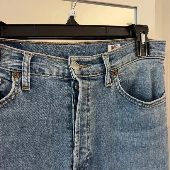 541 ReDone High Rise Ankle Crop Stretch Size 30 Color Blue - Picture 3 of 7